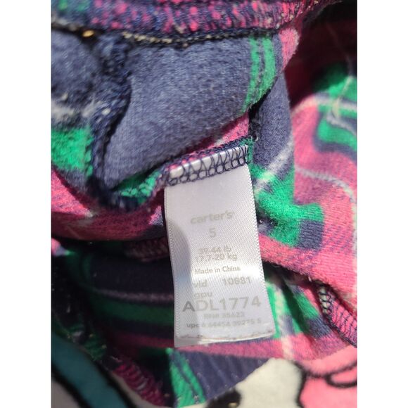 Carters Size 5 Panda Sweater Green Plaid Pants Pajamas Set of Two Christmas Fall - Picture 5 of 7